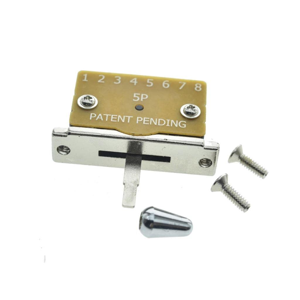 Heavy Duty 5 Way Guitar Pickup Lever Guitar Pickup Selector Switch for Strat Tele with Plastic Chrome Tip